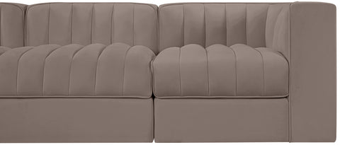 Talia Taupe Velvet Performance Fabric Upholstered Sofa, 5-Piece