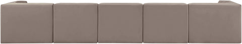 Talia Taupe Velvet Performance Fabric Upholstered Sofa, 5-Piece