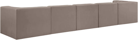 Talia Taupe Velvet Performance Fabric Upholstered Sofa, 5-Piece