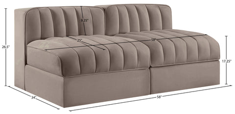 Talia Taupe Velvet Performance Fabric Upholstered Loveseat, 2-Piece