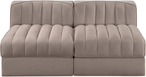 Talia Taupe Velvet Performance Fabric Upholstered Loveseat, 2-Piece