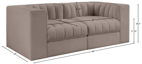 Talia Taupe Velvet Performance Fabric Upholstered Loveseat, 2-Piece (Style 2)