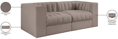 Talia Taupe Velvet Performance Fabric Upholstered Loveseat, 2-Piece (Style 2)