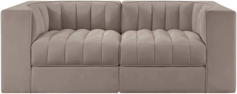 Talia Taupe Velvet Performance Fabric Upholstered Loveseat, 2-Piece (Style 2)
