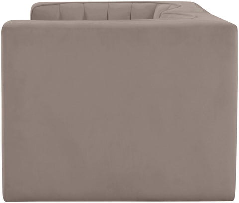 Talia Taupe Velvet Performance Fabric Upholstered Loveseat, 2-Piece (Style 2)