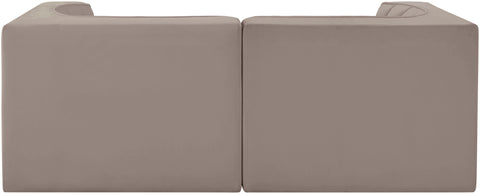 Talia Taupe Velvet Performance Fabric Upholstered Loveseat, 2-Piece (Style 2)