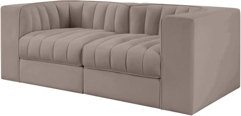 Talia Taupe Velvet Performance Fabric Upholstered Loveseat, 2-Piece (Style 2)
