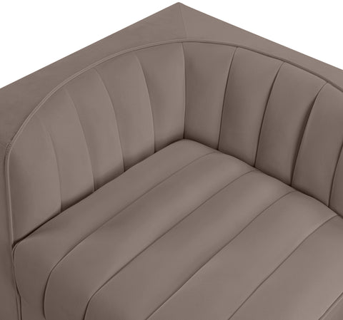 Talia Taupe Velvet Performance Fabric Upholstered Loveseat, 2-Piece (Style 2)