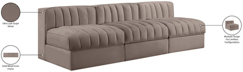 Talia Taupe Velvet Performance Fabric Upholstered Sofa, 3-Piece