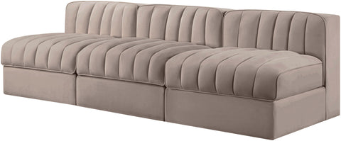 Talia Taupe Velvet Performance Fabric Upholstered Sofa, 3-Piece