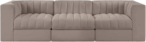 Talia Taupe Velvet Performance Fabric Upholstered Sofa, 3-Piece (Style 2)