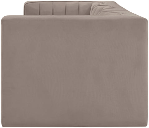 Talia Taupe Velvet Performance Fabric Upholstered Sofa, 3-Piece (Style 2)
