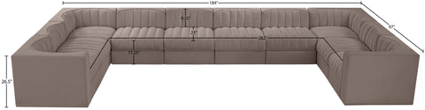 Talia Taupe Velvet Performance Fabric Upholstered Sectional, 10-Piece