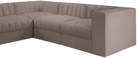 Talia Taupe Velvet Performance Fabric Upholstered Sectional, 10-Piece