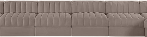 Talia Taupe Velvet Performance Fabric Upholstered Sectional, 10-Piece