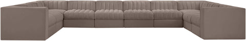 Talia Taupe Velvet Performance Fabric Upholstered Sectional, 10-Piece