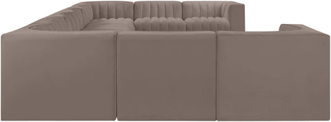 Talia Taupe Velvet Performance Fabric Upholstered Sectional, 10-Piece