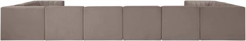 Talia Taupe Velvet Performance Fabric Upholstered Sectional, 10-Piece