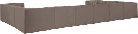Talia Taupe Velvet Performance Fabric Upholstered Sectional, 10-Piece