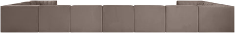 Talia Taupe Velvet Performance Fabric Upholstered Sectional, 11-Piece