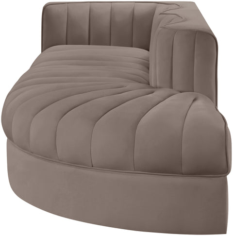 Talia Taupe Velvet Performance Fabric Upholstered Sectional, 3-Piece