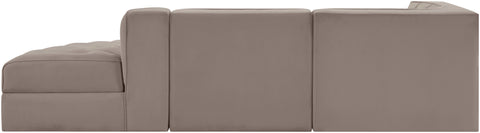 Talia Taupe Velvet Performance Fabric Upholstered Sectional, 3-Piece