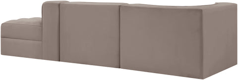 Talia Taupe Velvet Performance Fabric Upholstered Sectional, 3-Piece