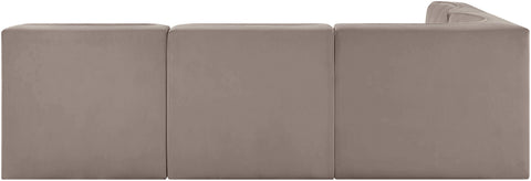 Talia Taupe Velvet Performance Fabric Upholstered Sectional, 4-Piece