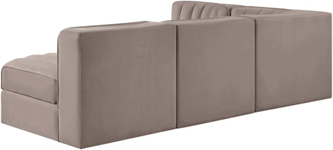 Talia Taupe Velvet Performance Fabric Upholstered Sectional, 4-Piece