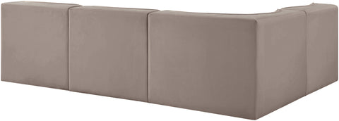 Talia Taupe Velvet Performance Fabric Upholstered Sectional, 4-Piece