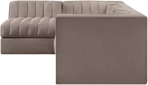 Talia Taupe Velvet Performance Fabric Upholstered Sectional, 4-Piece (Style 2)