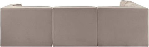 Talia Taupe Velvet Performance Fabric Upholstered Sectional, 4-Piece (Style 2)