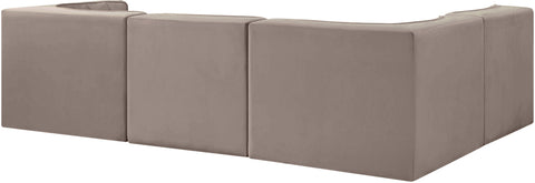 Talia Taupe Velvet Performance Fabric Upholstered Sectional, 4-Piece (Style 2)