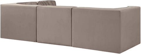 Talia Taupe Velvet Performance Fabric Upholstered Sectional, 4-Piece (Style 2)