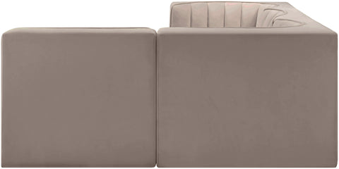 Talia Taupe Velvet Performance Fabric Upholstered Sectional, 4-Piece (Style 2)