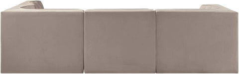 Talia Taupe Velvet Performance Fabric Upholstered Sectional, 4-Piece (Style 2)