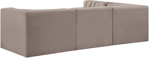 Talia Taupe Velvet Performance Fabric Upholstered Sectional, 4-Piece (Style 2)