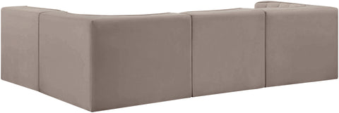 Talia Taupe Velvet Performance Fabric Upholstered Sectional, 4-Piece (Style 2)