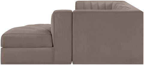 Talia Taupe Velvet Performance Fabric Upholstered Sectional, 4-Piece (Style 3)