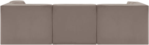 Talia Taupe Velvet Performance Fabric Upholstered Sectional, 4-Piece (Style 3)