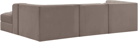 Talia Taupe Velvet Performance Fabric Upholstered Sectional, 4-Piece (Style 3)