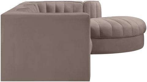 Talia Taupe Velvet Performance Fabric Upholstered Sectional, 4-Piece (Style 3)