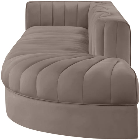 Talia Taupe Velvet Performance Fabric Upholstered Sectional, 4-Piece (Style 4)
