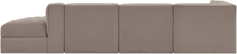 Talia Taupe Velvet Performance Fabric Upholstered Sectional, 4-Piece (Style 4)