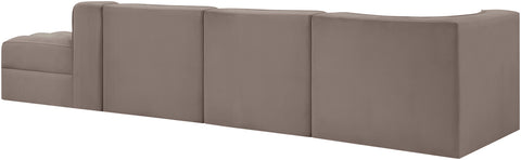 Talia Taupe Velvet Performance Fabric Upholstered Sectional, 4-Piece (Style 4)