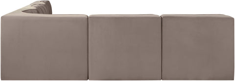 Talia Taupe Velvet Performance Fabric Upholstered Sectional, 5-Piece