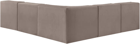 Talia Taupe Velvet Performance Fabric Upholstered Sectional, 5-Piece