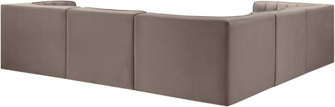 Talia Taupe Velvet Performance Fabric Upholstered Sectional, 5-Piece (Style 2)