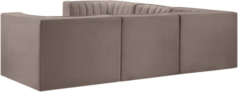Talia Taupe Velvet Performance Fabric Upholstered Sectional, 5-Piece (Style 2)
