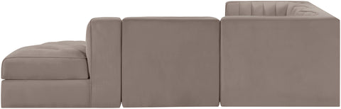 Talia Taupe Velvet Performance Fabric Upholstered Sectional, 5-Piece (Style 3)